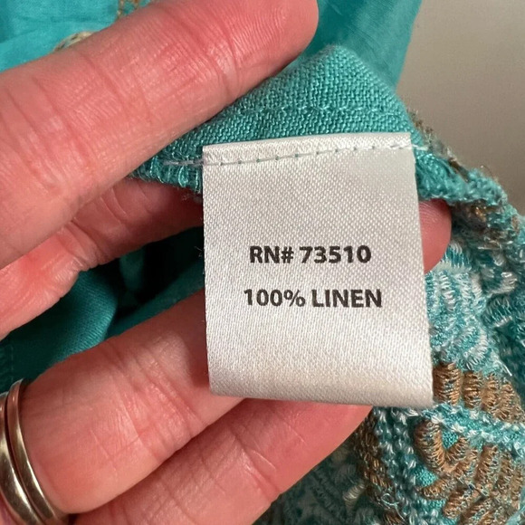 Uncle Frank Embroidered Linen Tunic Dress Size Medium Blue Boho Peasant Vacation - Picture 10 of 11